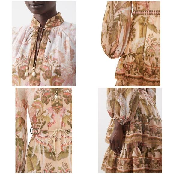 💕ZIMMERMANN💕 Lyre Ruffle Tiered Billow Sleeve Midi Dress ~ Spliced US 6 NWT - Picture 10 of 16